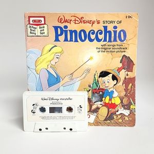 Pinocchio Vintage Disney Book and Cassette Tape Audiobook Set